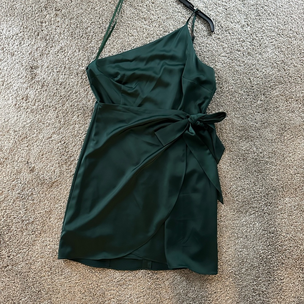 Gianni Bini One Shoulder Dark Green Dress